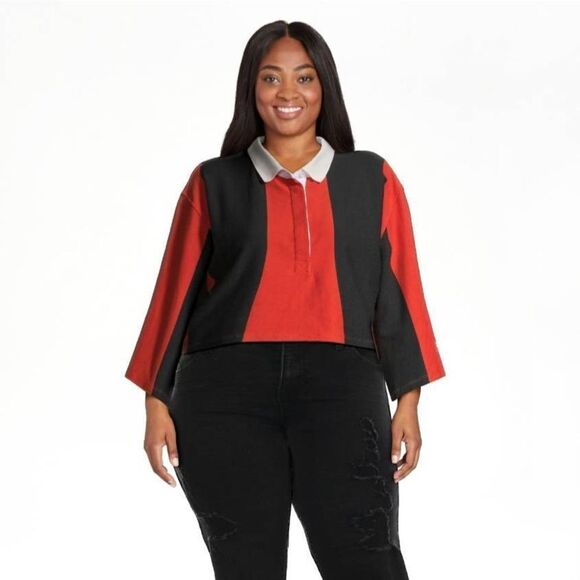 PSK Collective Plus Size 3X Rugby Jersey Cropped Top - Picture 1 of 3